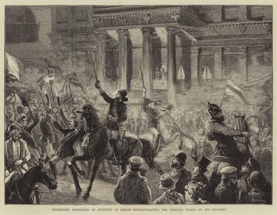 ベルリンの学生の聖火行列、彼の回復について皇太子を祝福 作： William III Bromley
